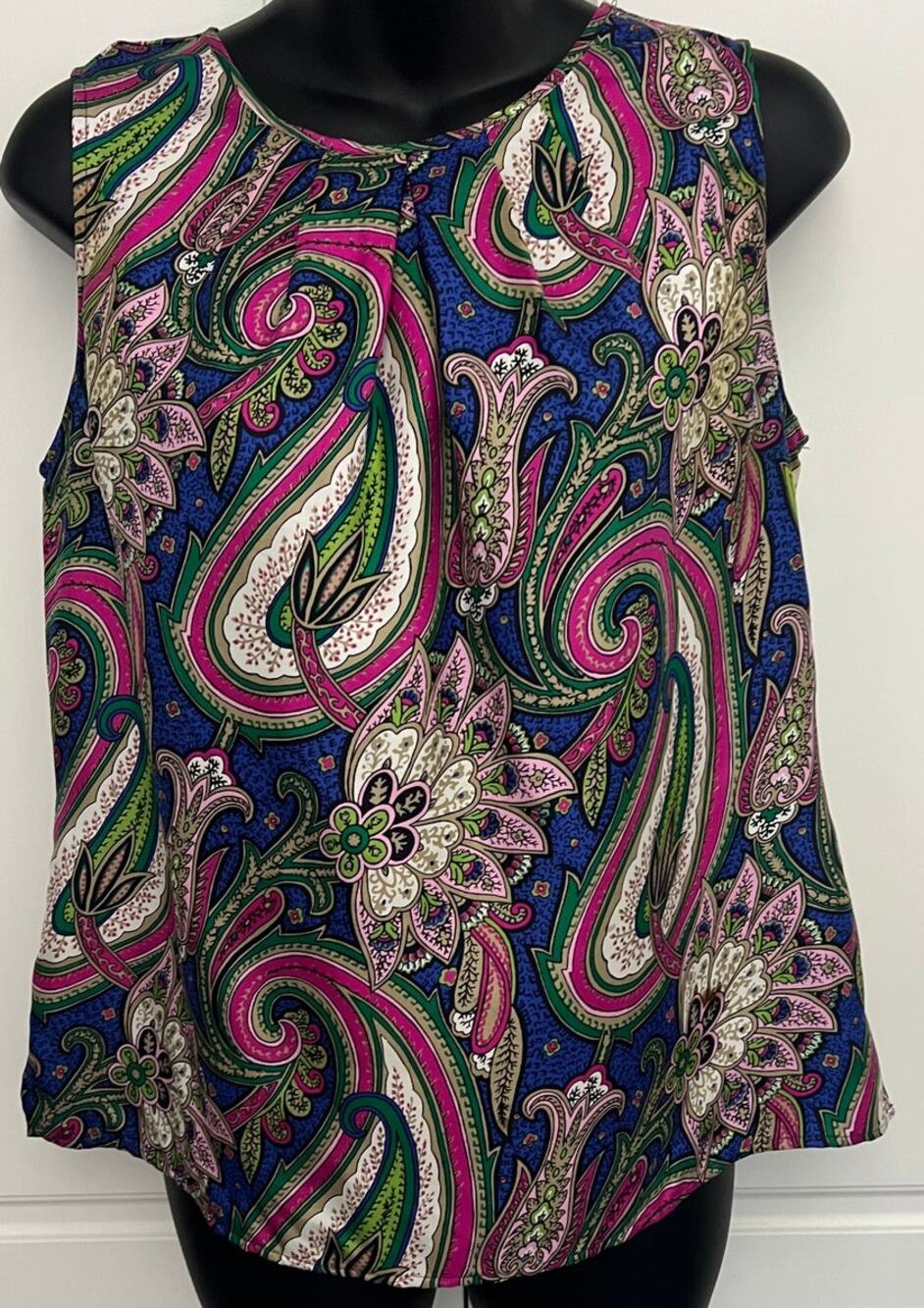 Talbots Petites Multicolored Paisley Tank Top 100% Silk Size 8P